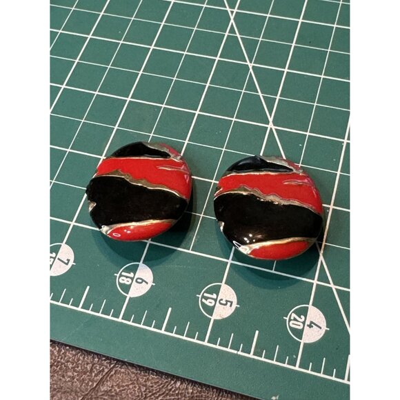 Napier Vintage Necklace 2 Earrings Black & Red Enamel Necklace Earrings & Brooch - Picture 6 of 7